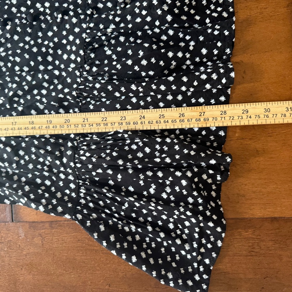 Maeve Anthropologie Black White Geometric Rayon 3/4 Sleeve Tiered Mini Dress L - Picture 6 of 6